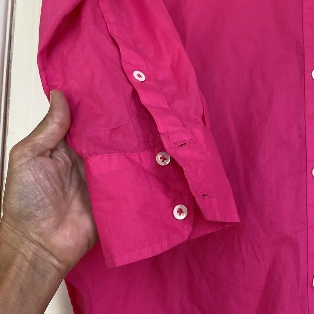 NEW With Tag Hot Pink Cotton Button Front Blouse By Nic+Zoe